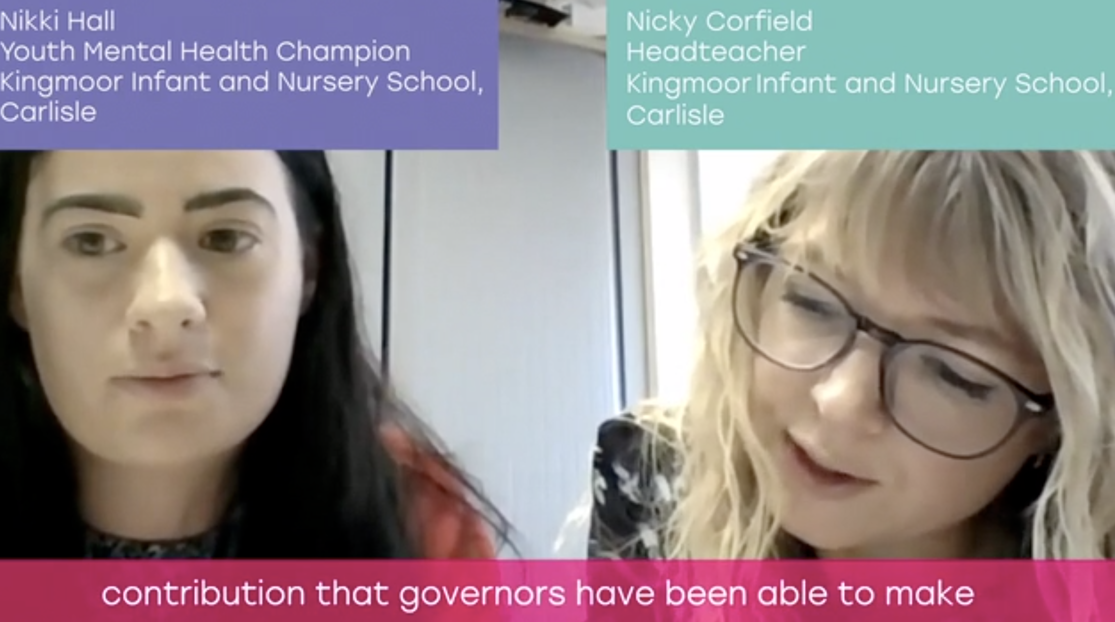 Mental Health and Wellbeing at Kingmoor Nursery and Infant School, Carlisle: Role of Governors. Wellbeing Governors (Video)